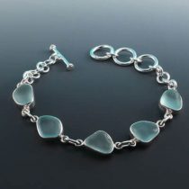 A+ Aqua Sea Glass Bezel Set Bracelet