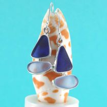 Cobalt & Cornflower Blue Sea Glass Sailboat Earrings