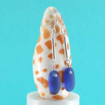 Long Cobalt Blue Sea Glass Earrings