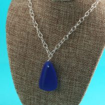 Cornflower Blue Sea Glass Noxzema Necklace