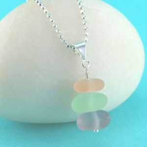 Sea Glass Stack of Pastels Pendant