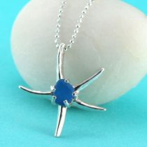 Turquoise Blue Sea Glass Starfish Pendant