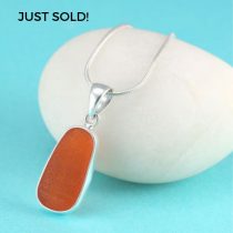 Bright Orange Sea Glass Bezel Set Pendant
