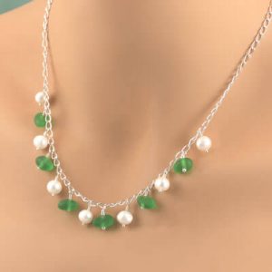Sea Glass & Freshwater Pearl Necklace