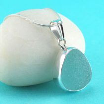 Frosty Aqua Sea Glass Bezel Set Pendant