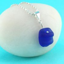 Cobalt Blue Jar Lip Sea Glass Pendant