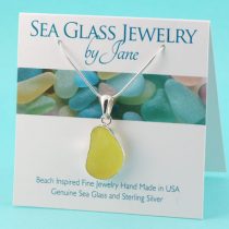 Lemon Yellow Sea Glass Pendant