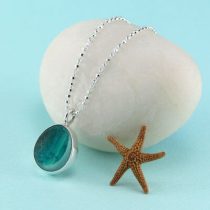 Small Teal Shades Sea Glass Pendant