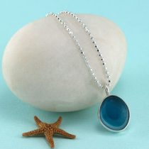 Small 3 Shades Turquoise Sea Glass Pendant