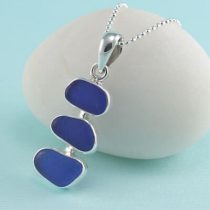 Terrific Triple Blues Sea Glass Pendant
