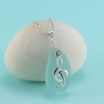 Musical Aqua Sea Glass Pendant