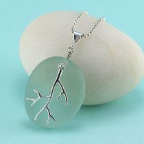 Sea Glass Pendant with Coral Branch