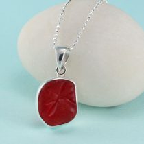 Bright Red Sea Glass Pendant