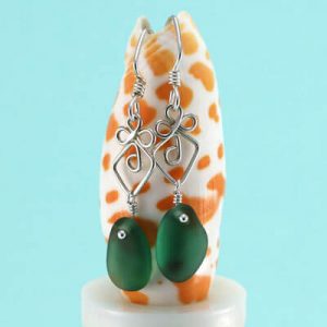 Trendy Teal Sea Glass Earrings