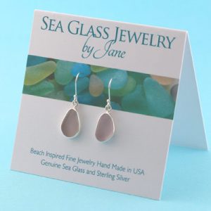 Deep Lavender Sea Glass Earrings