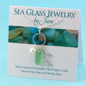 Peridot Sea Glass Pearl Pendant
