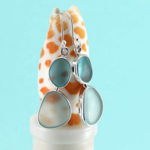 Aqua Sea Foam Sea Glass Earrings