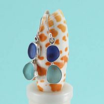 Cornflower & Aqua Sea Glass Earrings