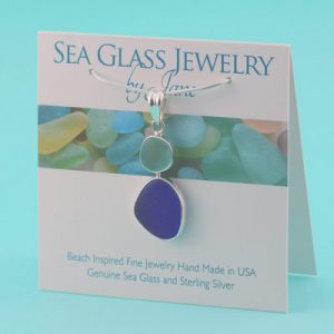 Cobalt Blue & Aqua Sea Glass Pendant
