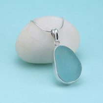 Large Aqua Sea Glass Pendant