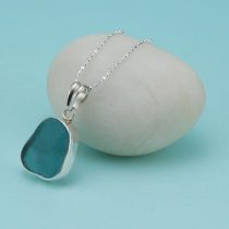 Dramatic Aqua Sea Glass Pendant