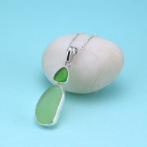 Rare UV Green & Lime Sea Glass Pendant Glows Under A Black Light