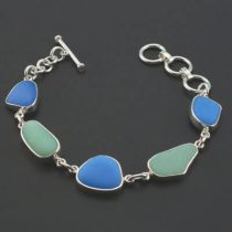 Rare Jadeite Azurite Sea Glass Bracelet