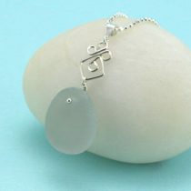 Elegant Gray Sea Glass Pendant