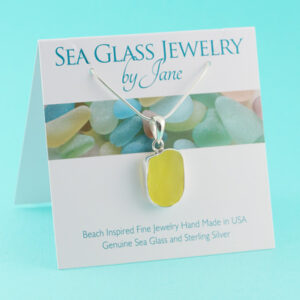 Ultra Rare UV Yellow Sea Glass Pendant