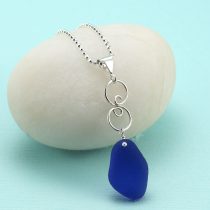 Cute Cobalt Blue Sea Glass Pendant