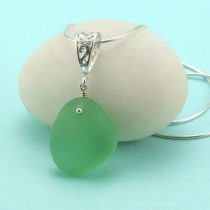Pretty Peridot Green Sea Glass Pendant