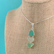 Triple Greens Sea Glass Pendant