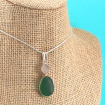 Lavender Teal Sea Glass Pendant