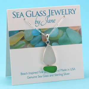 Green & White Sea Glass Sailboat Pendant
