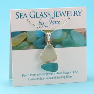Amazing Aqua & White Sea Glass Sailboat Pendant