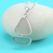 A+ Aqua & White Sea Glass Sailboat Pendant