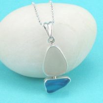 Turquoise & White Sea Glass Sailboat Pendant