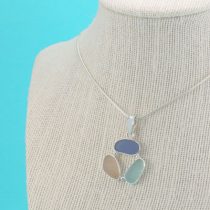 Pink Aqua Cobalt Sea Glass Pendant