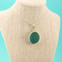 Thick Aqua Sea Glass Pendant