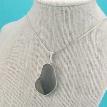 Giant Shades of Gray Sea Glass Pendant