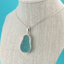 Giant Frosty Aqua Sea Glass Pendant