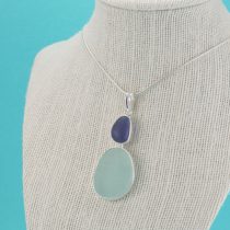 Cobalt & Sea Foam Double Sea Glass Pendant