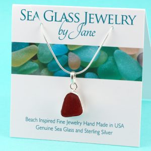 Small Cherry Red Sea Glass Pendant