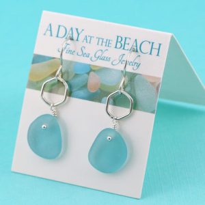 Deep-Aqua-Sea-Glass-Earrings-with-Accent