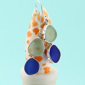 Blue & Sea Foam Sea Glass Earrings