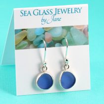 Sweet Cornflower Blue Sea Glass Earrings