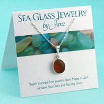 Small Butternut Amber Sea Glass Pendant