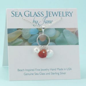 Amberina Sea Glass & Shell Charm Pendant