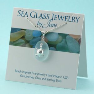 Beautiful Sky Blue Sea Glass Sea Turtle Pendant