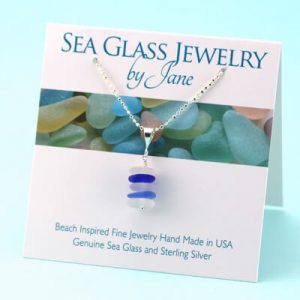 Blue & White Sea Glass Stack Pendant